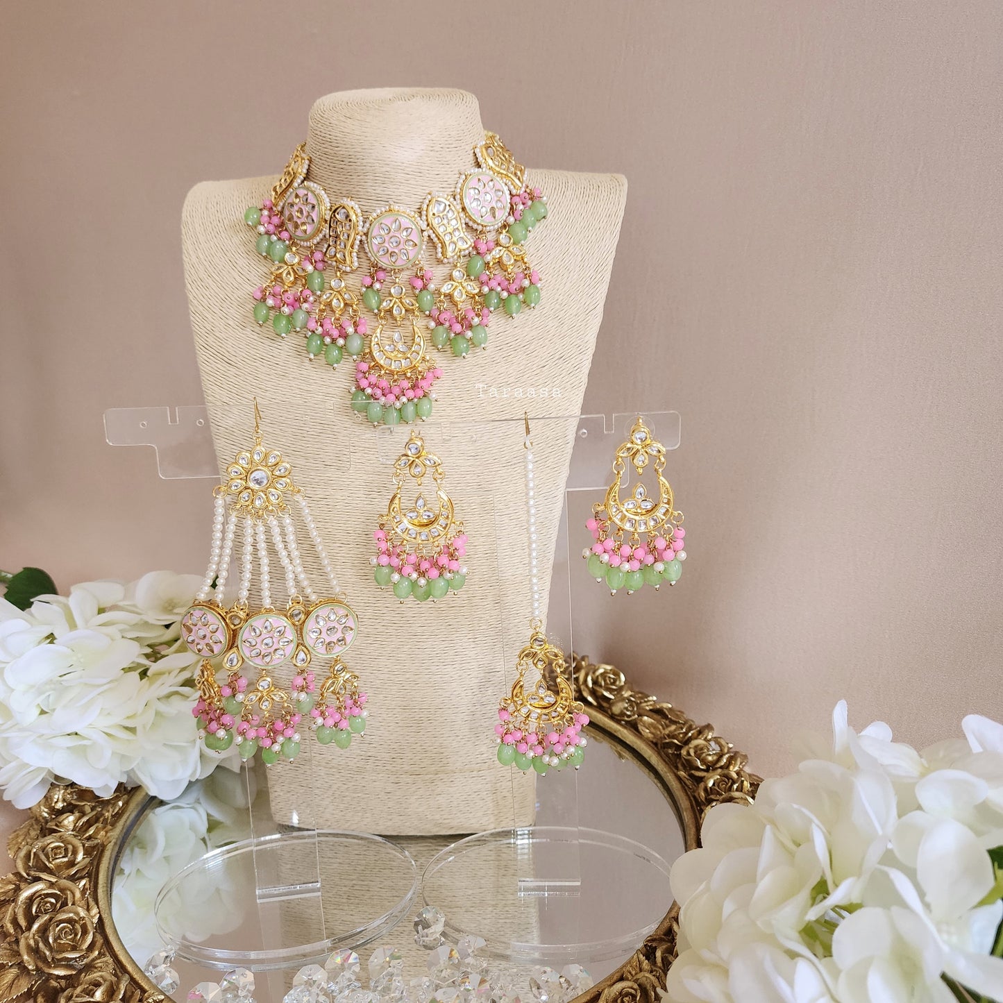 Pink and Green Meenakari Choker