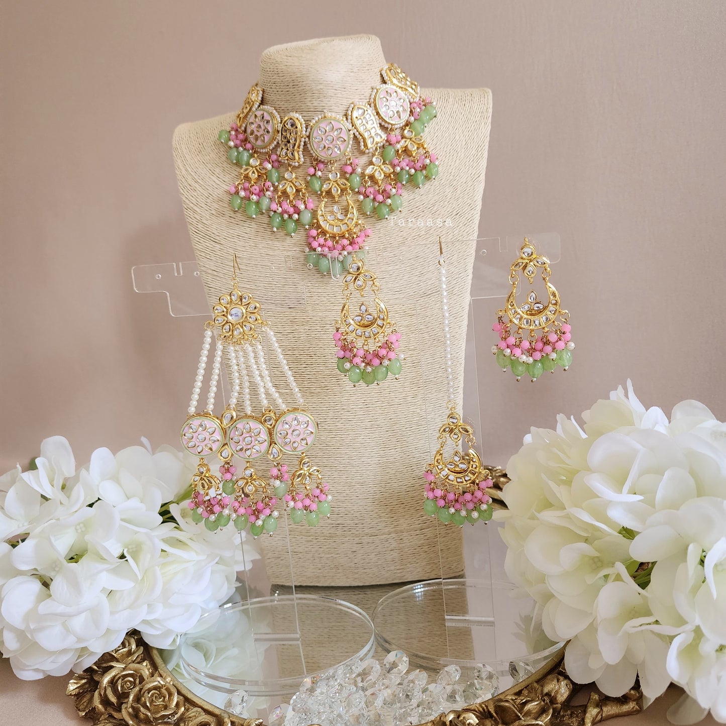 Pink and Green Meenakari Choker