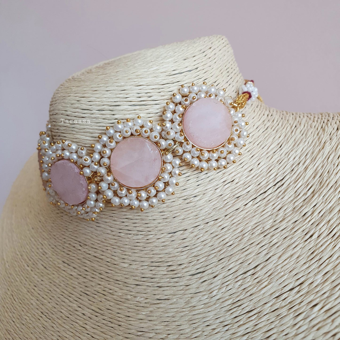 Rose Quartz Crystal Choker Set