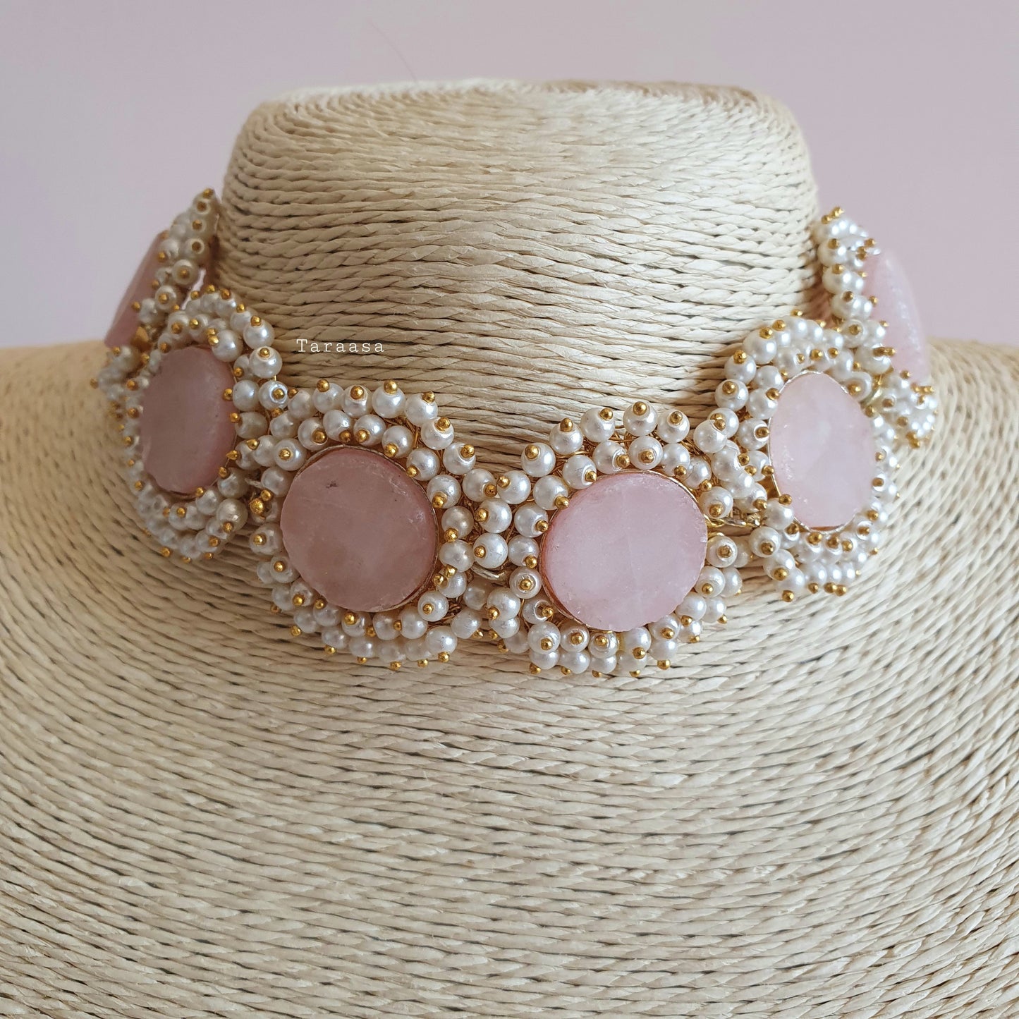 Rose Quartz Crystal Choker Set