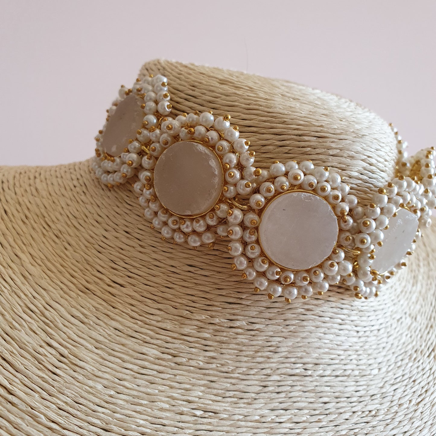 Snow White Quartz Crystal Choker Set