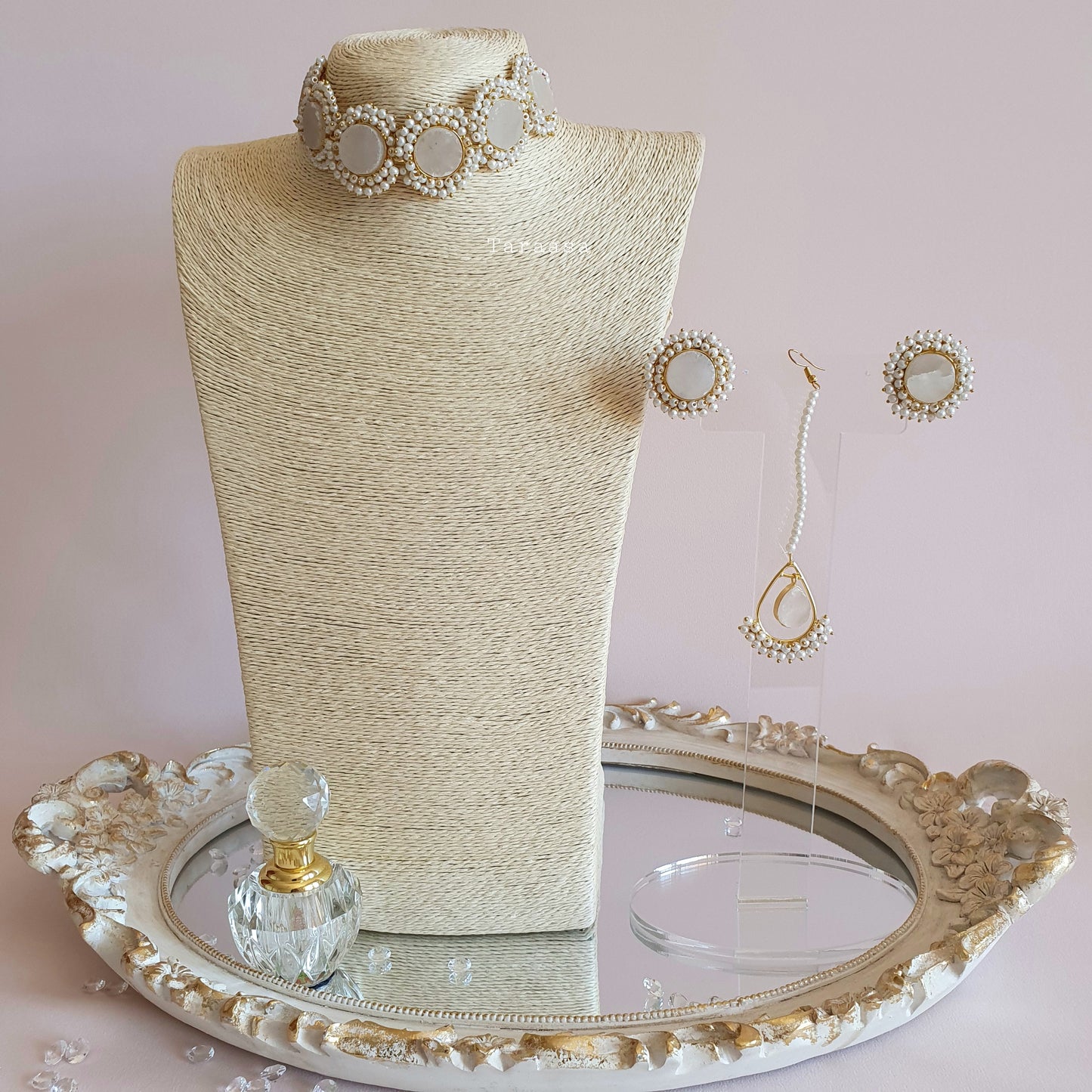 Snow White Quartz Crystal Choker Set