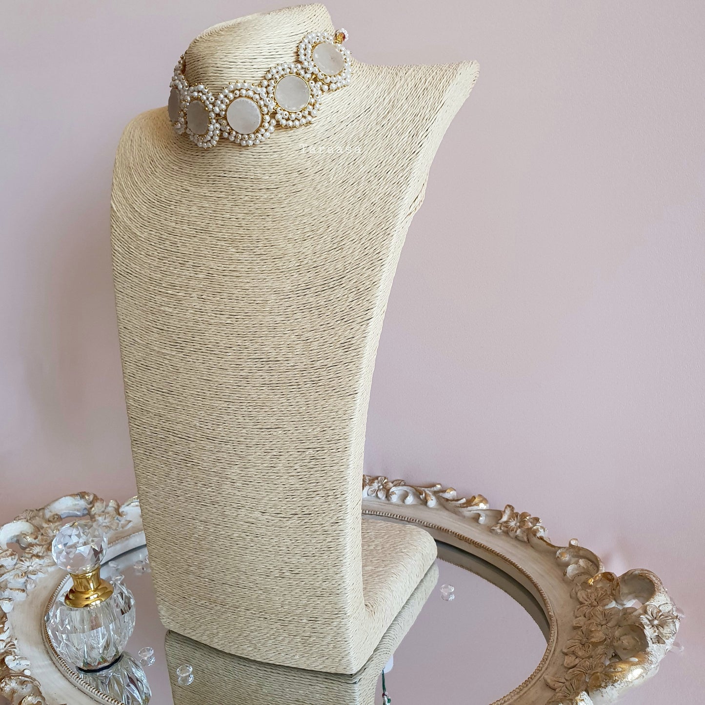 Snow White Quartz Crystal Choker Set