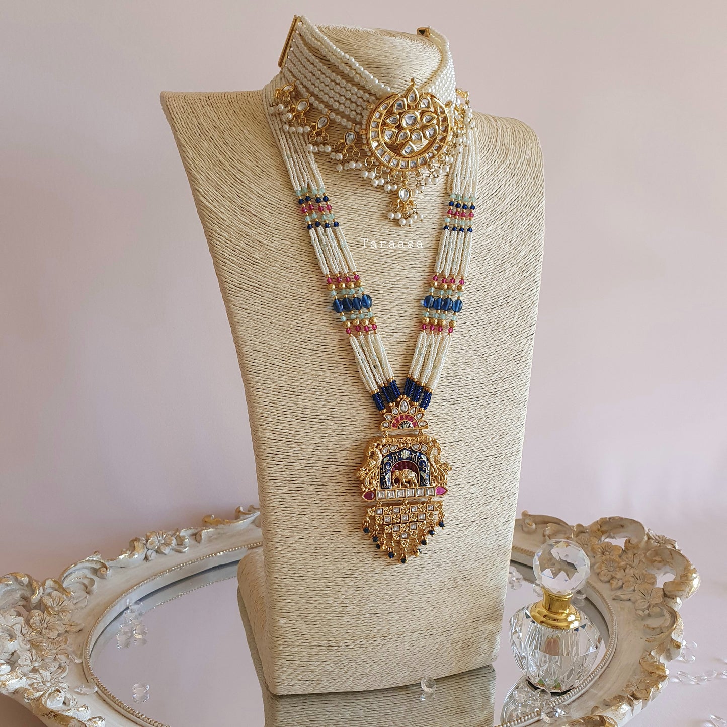 Pearl and Navy Bridal Set