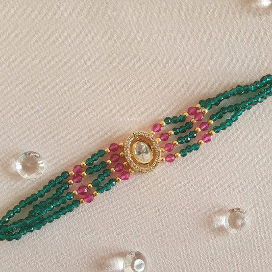 Green & Plum Kundan Bracelet