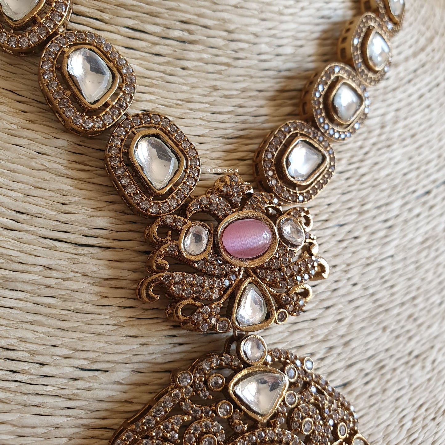 Kundan Necklace Set - Pink