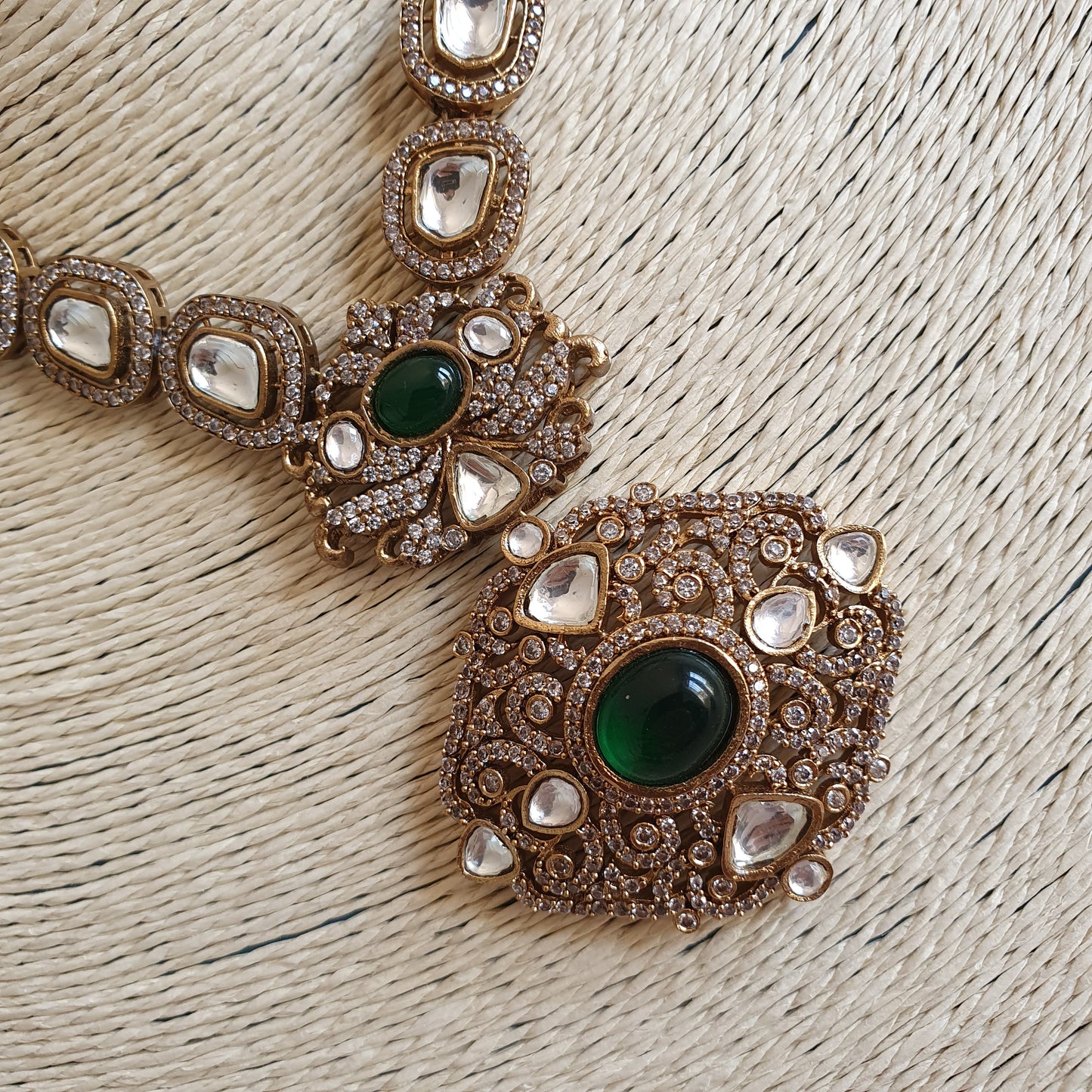 Kundan Necklace Set - Emerald