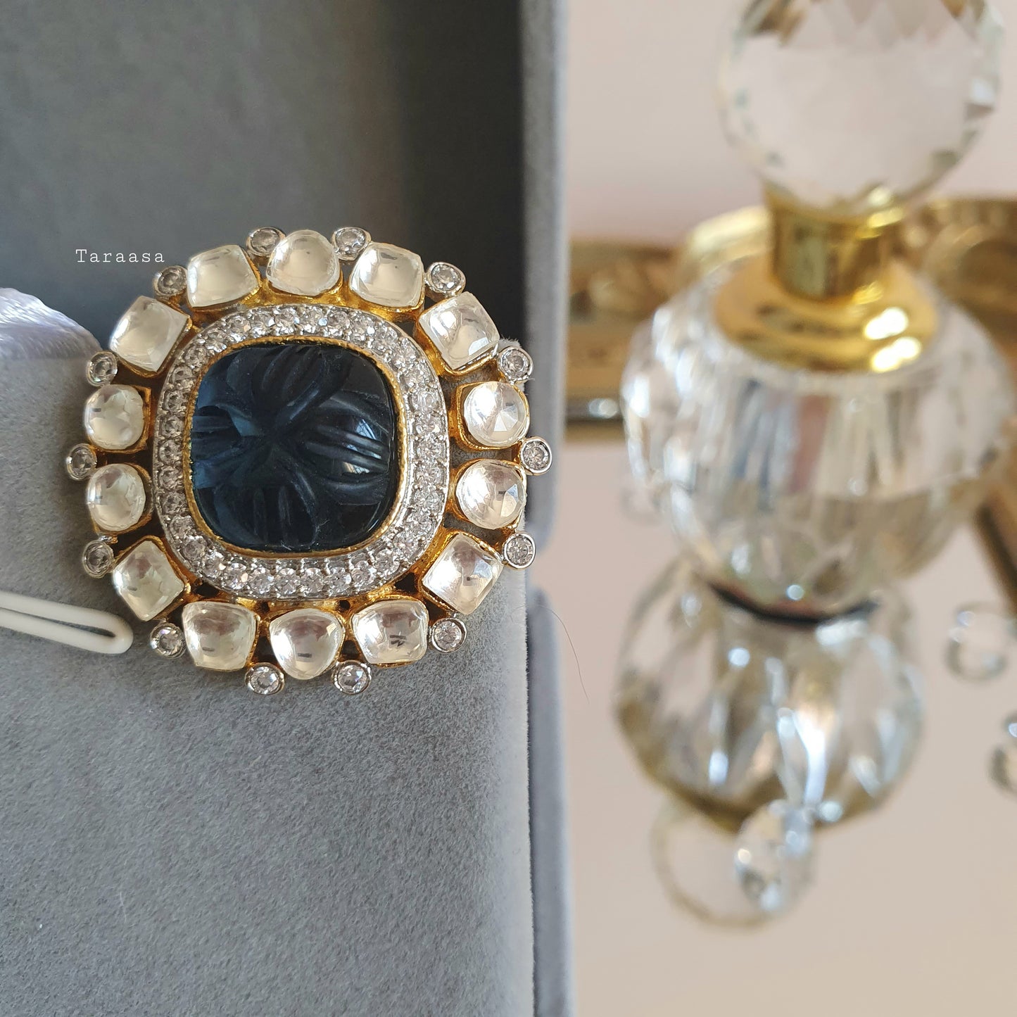 Midnight Blue Kundan Studs