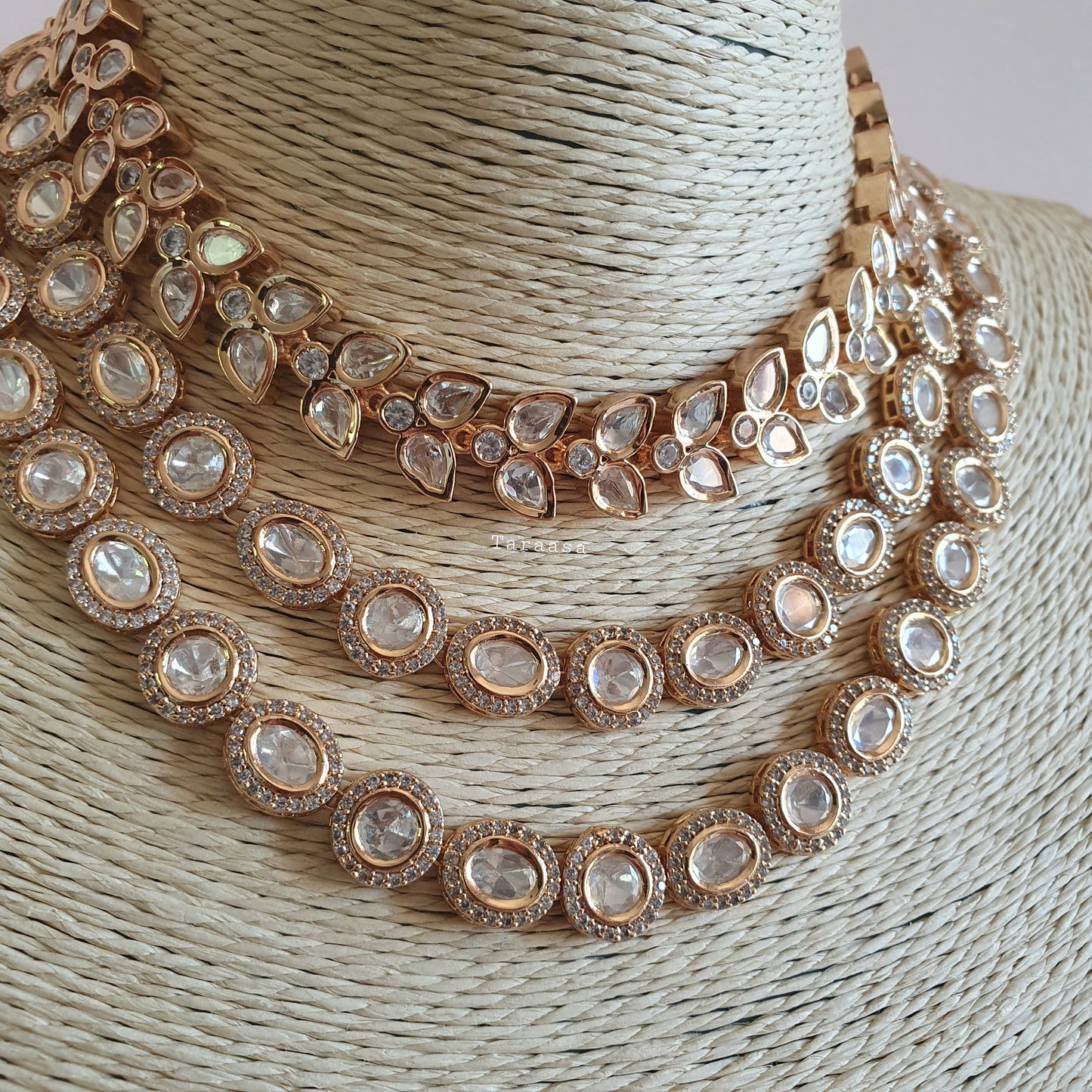 Triple Layered Rosegold Necklace Set