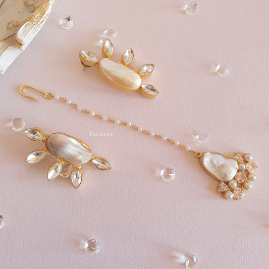 Freshwater Pearl Earrings & Tikka Set