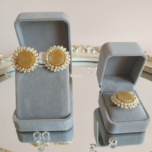 Sun Quartz Earring Ring Set