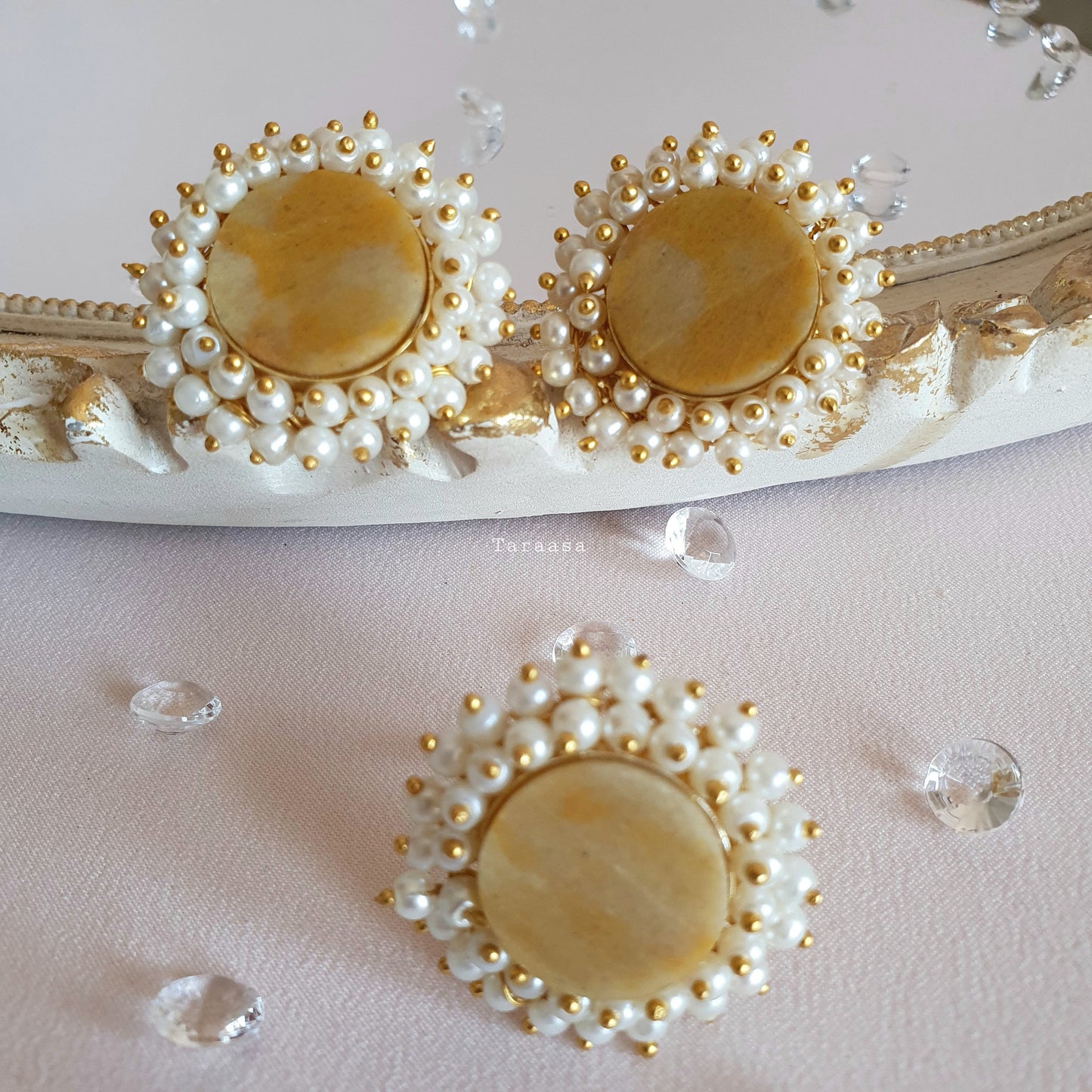 Sun Quartz Earring Ring Set