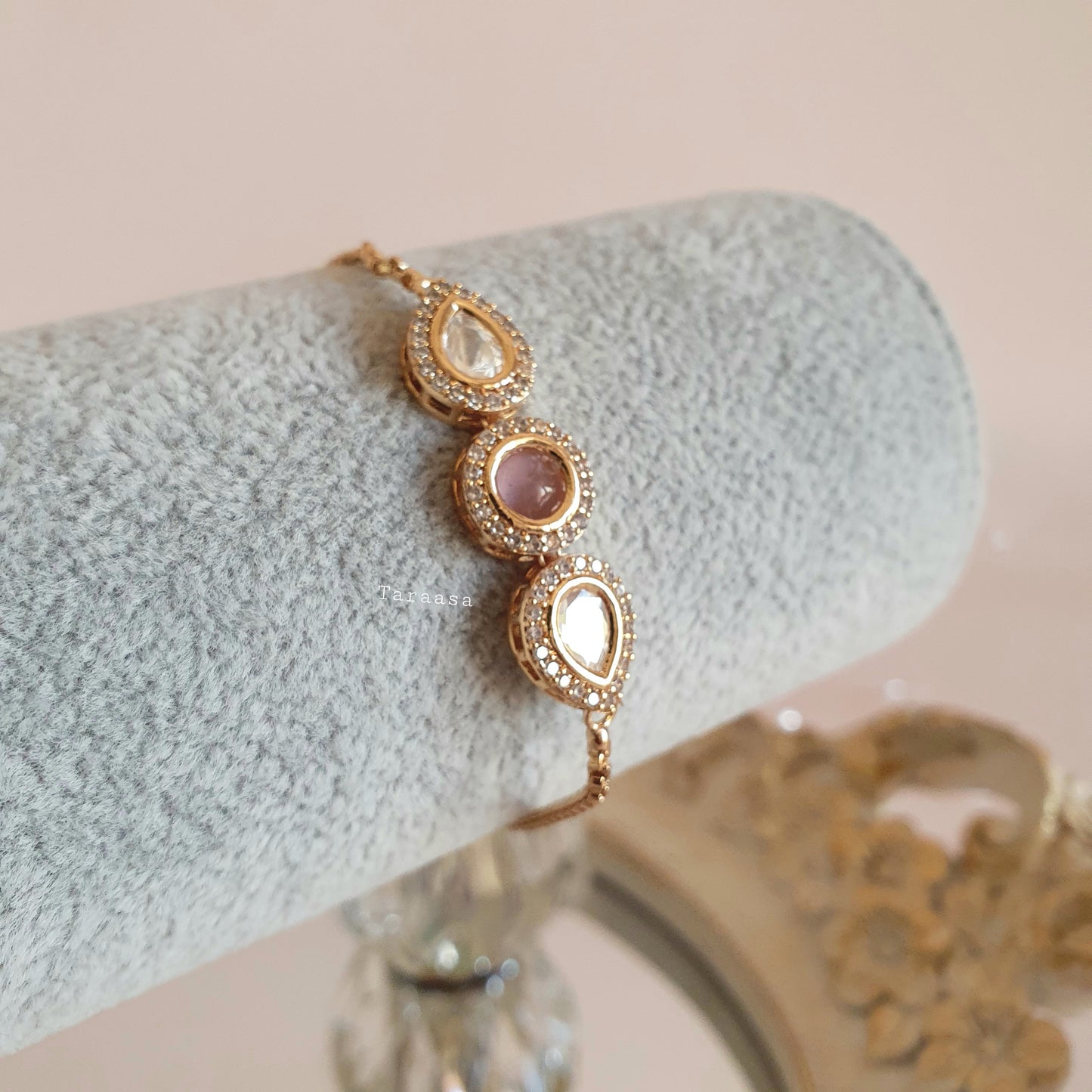 Pink Kundan Bracelet