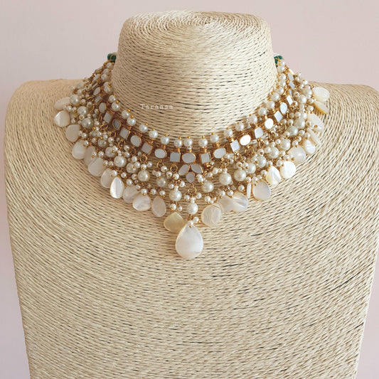 Mother of Pearl Necklace Set Flat Drops