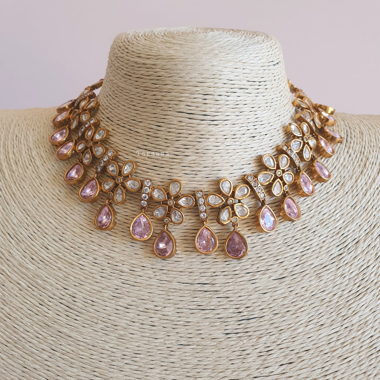 Moissanite Floret Pink Necklace Set