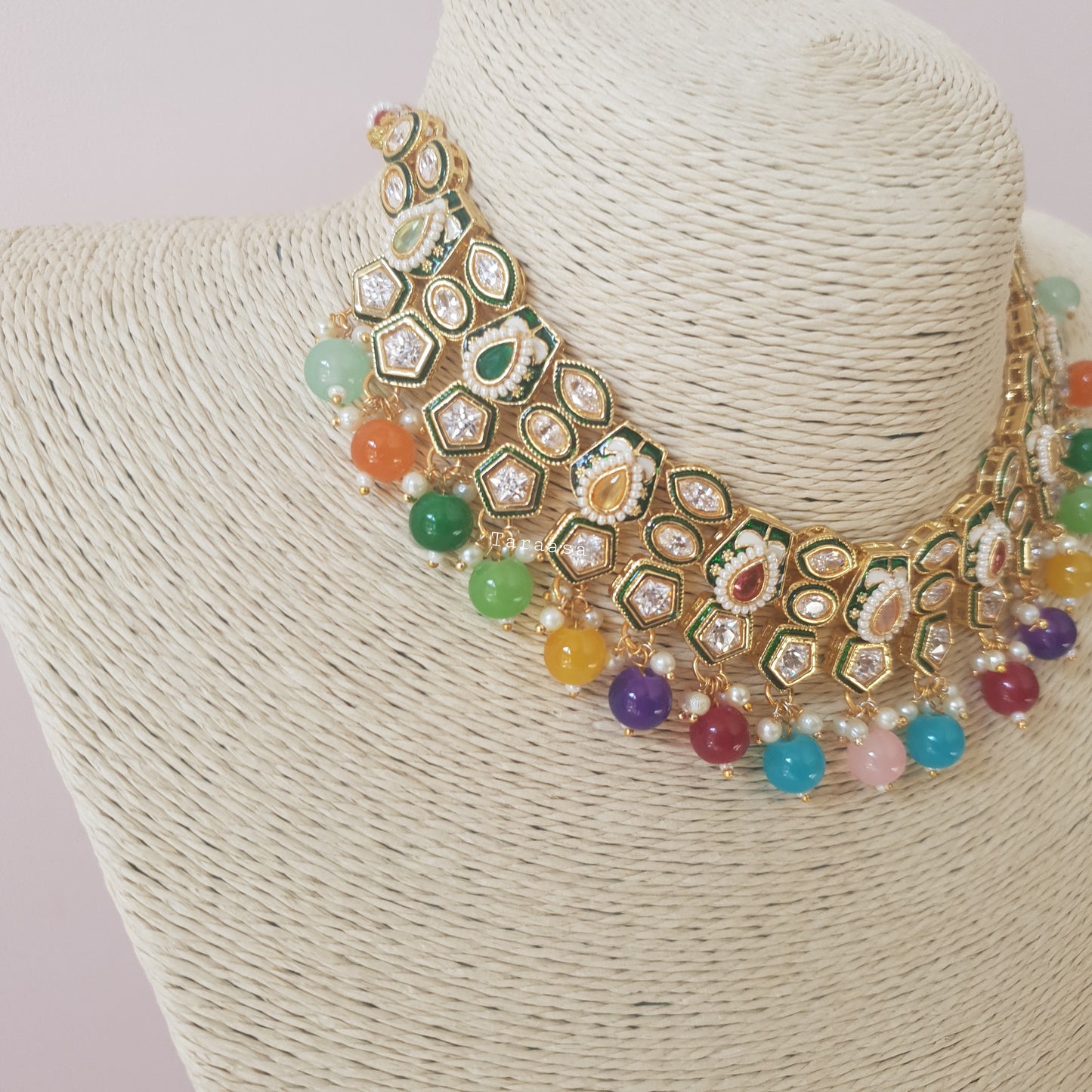 Kundan Necklace Set Multicolour