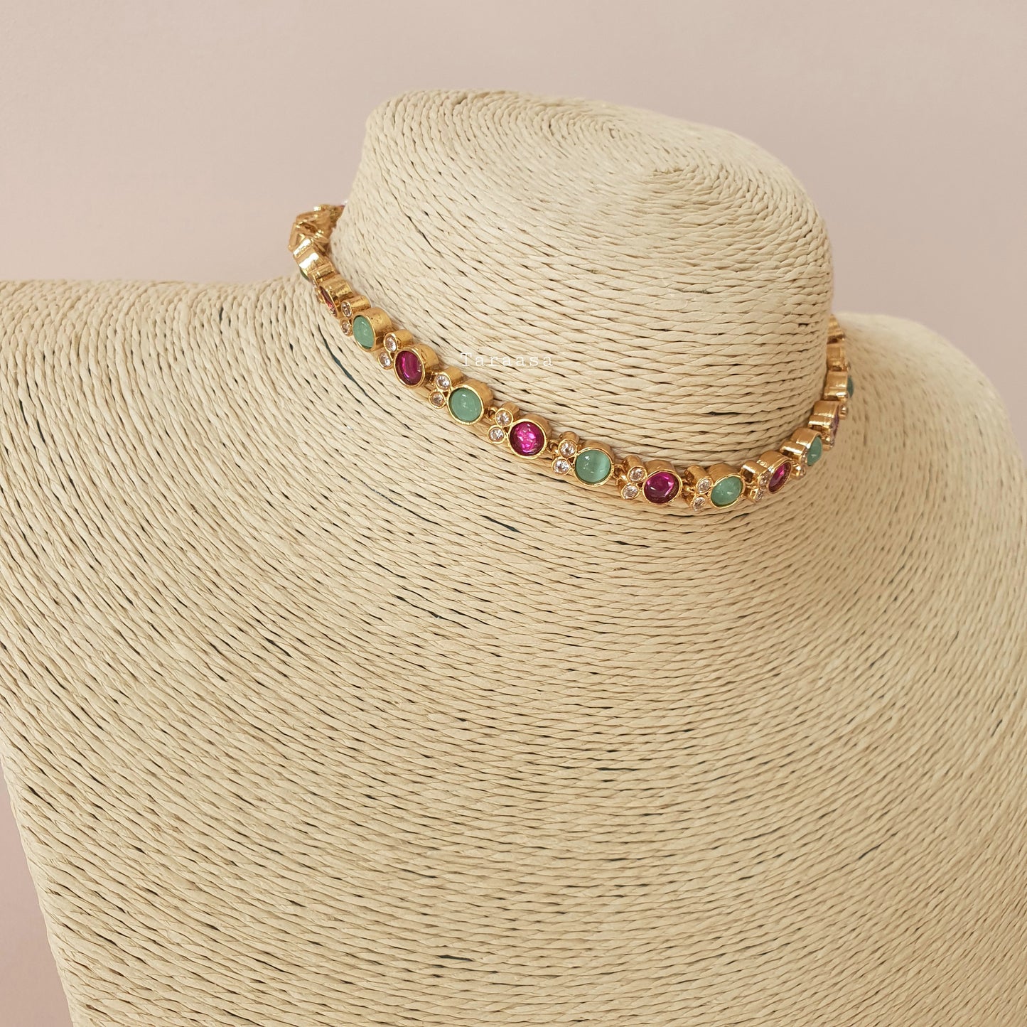 Dainty Choker Set Cerise & Turquoise