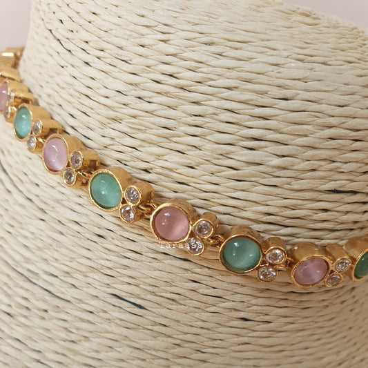 Dainty Choker Pink & Turquoise