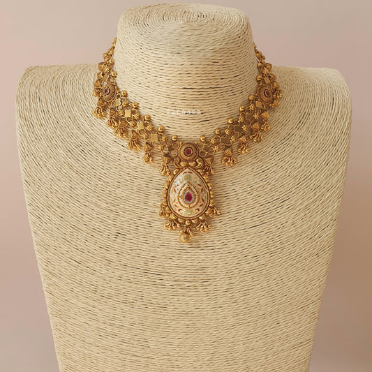 Heritage Meenakari Choker Cerise