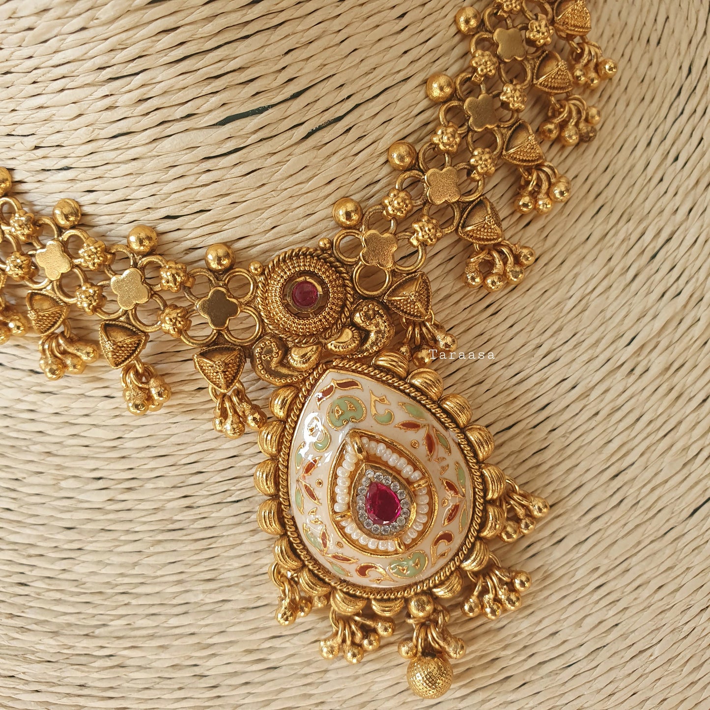 Heritage Meenakari Choker Cerise