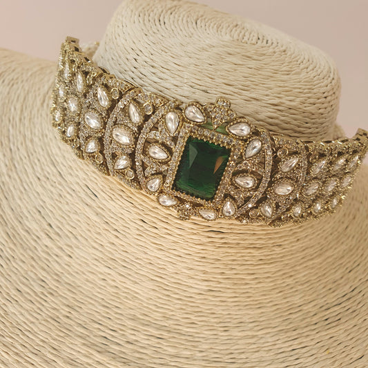 Victorian Kundan Choker Emerald