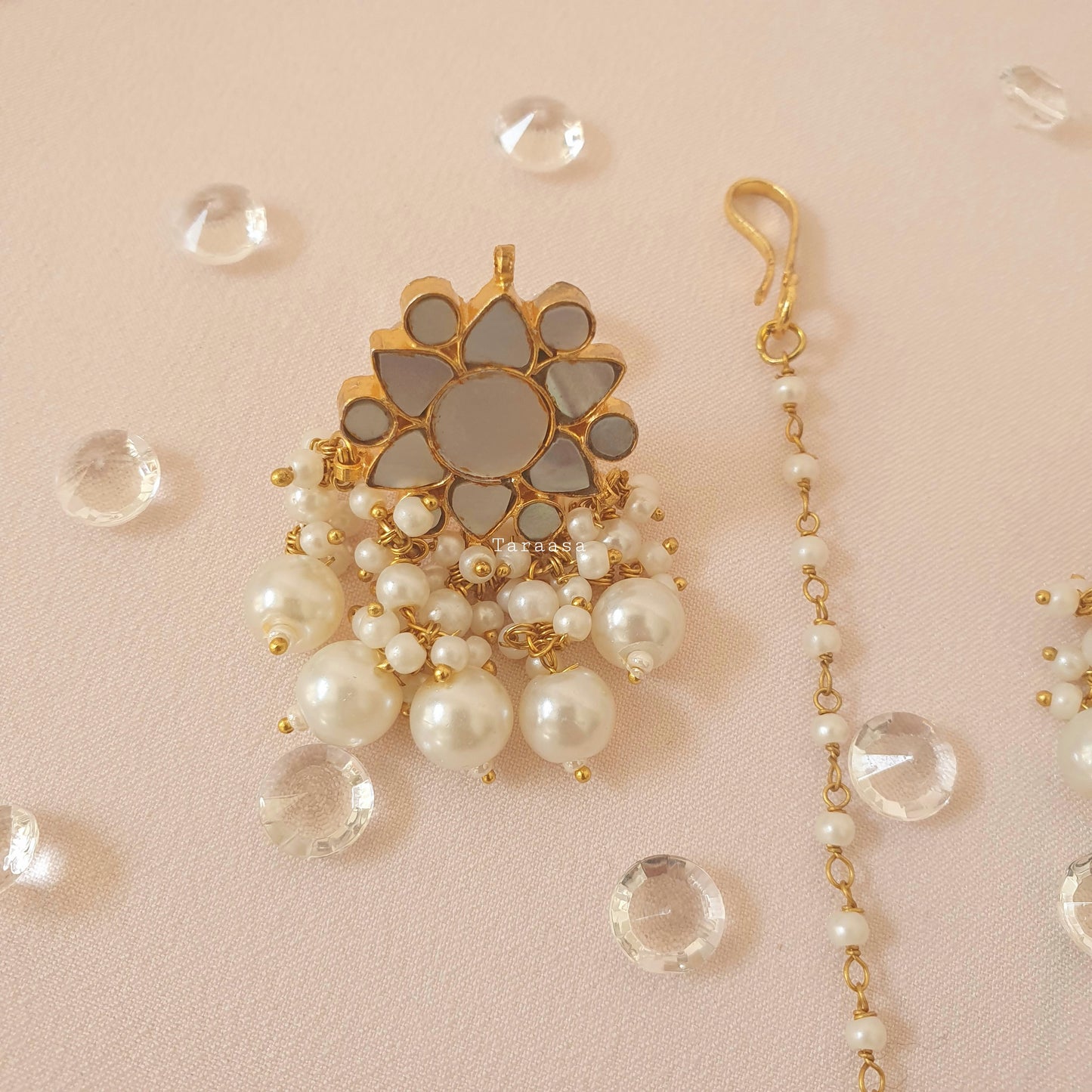 Mother of Pearl Earring & Maang Tikka Set