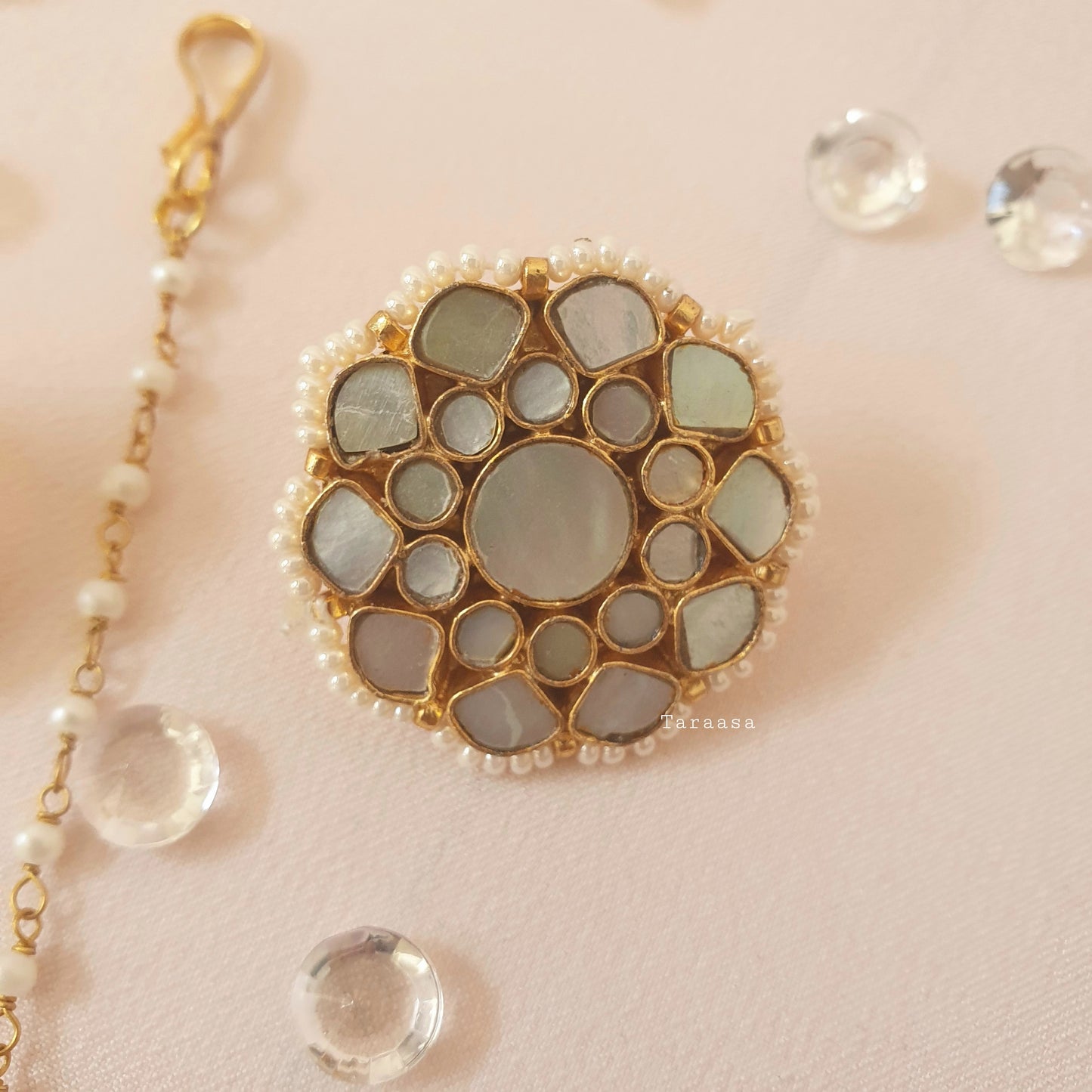 Mother of Pearl Stud Earring & Maang Tikka Set