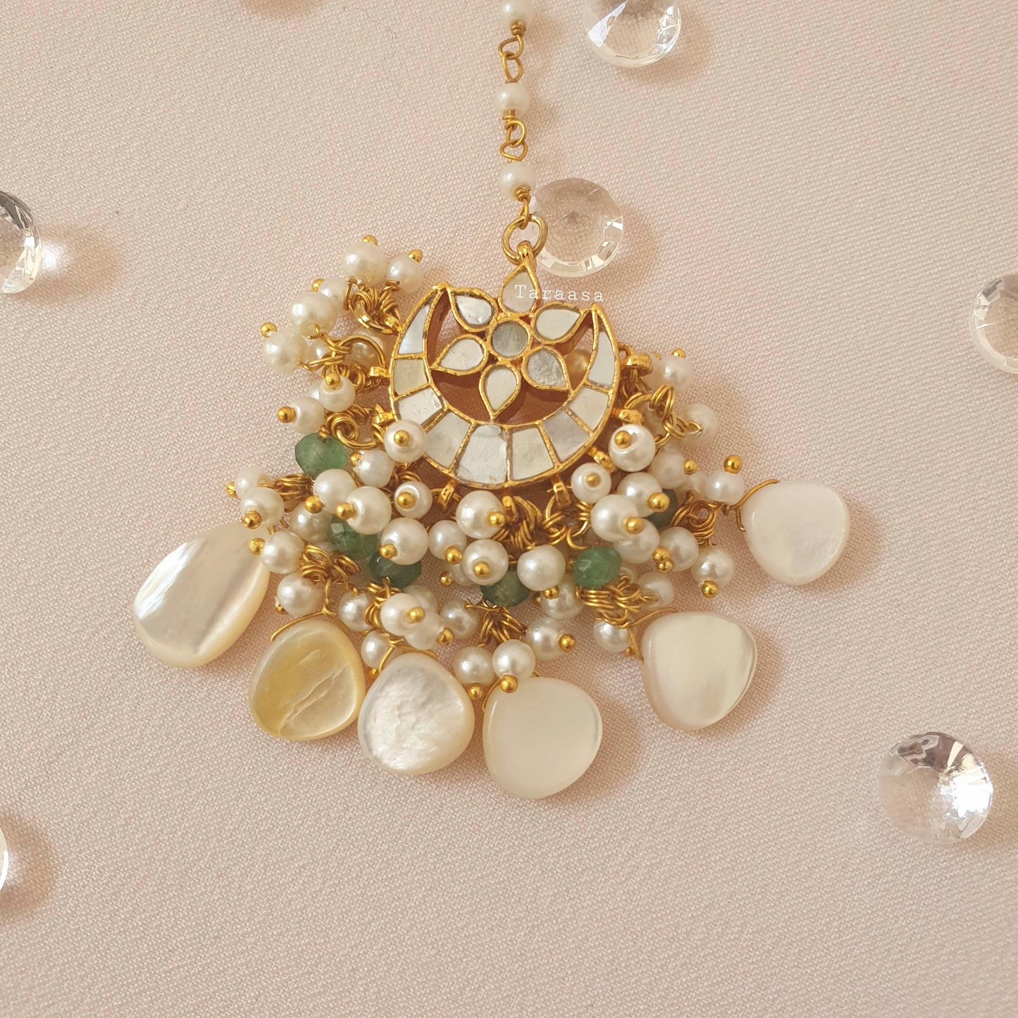 Mother of Pearl Stud Earring & Maang Tikka Set