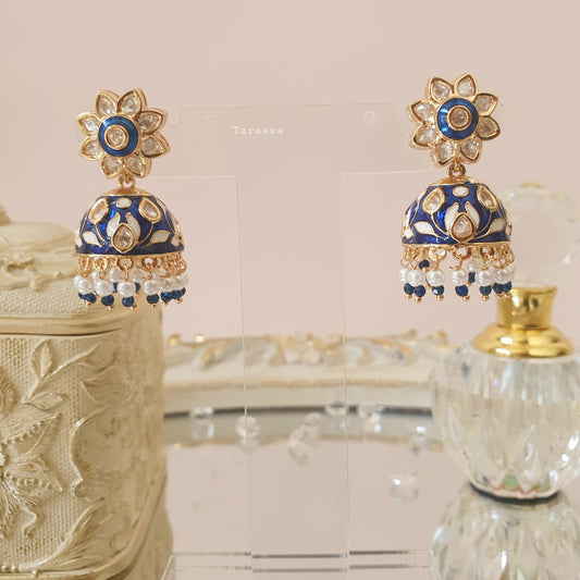 Royal Blue Meenakari Jhumki