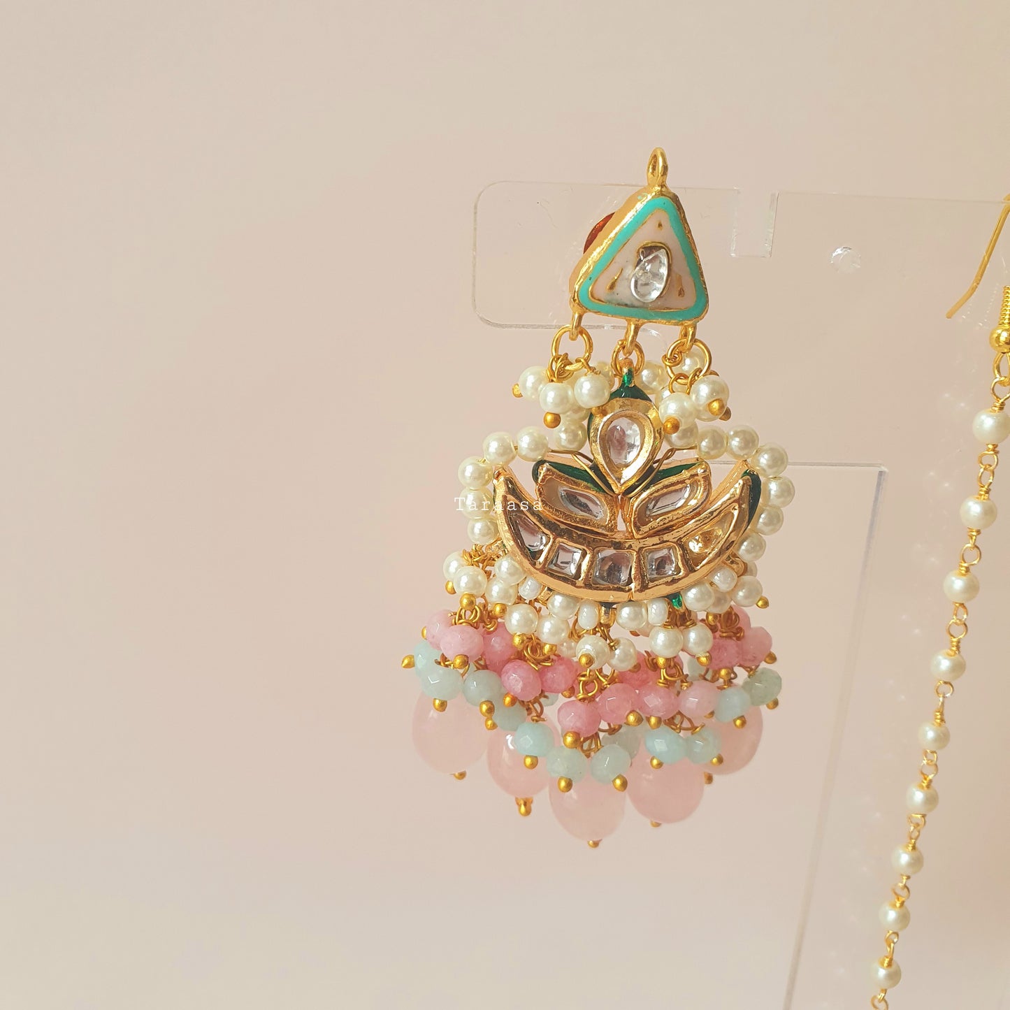 Aqua Blue & Pista Meenakari Choker Set