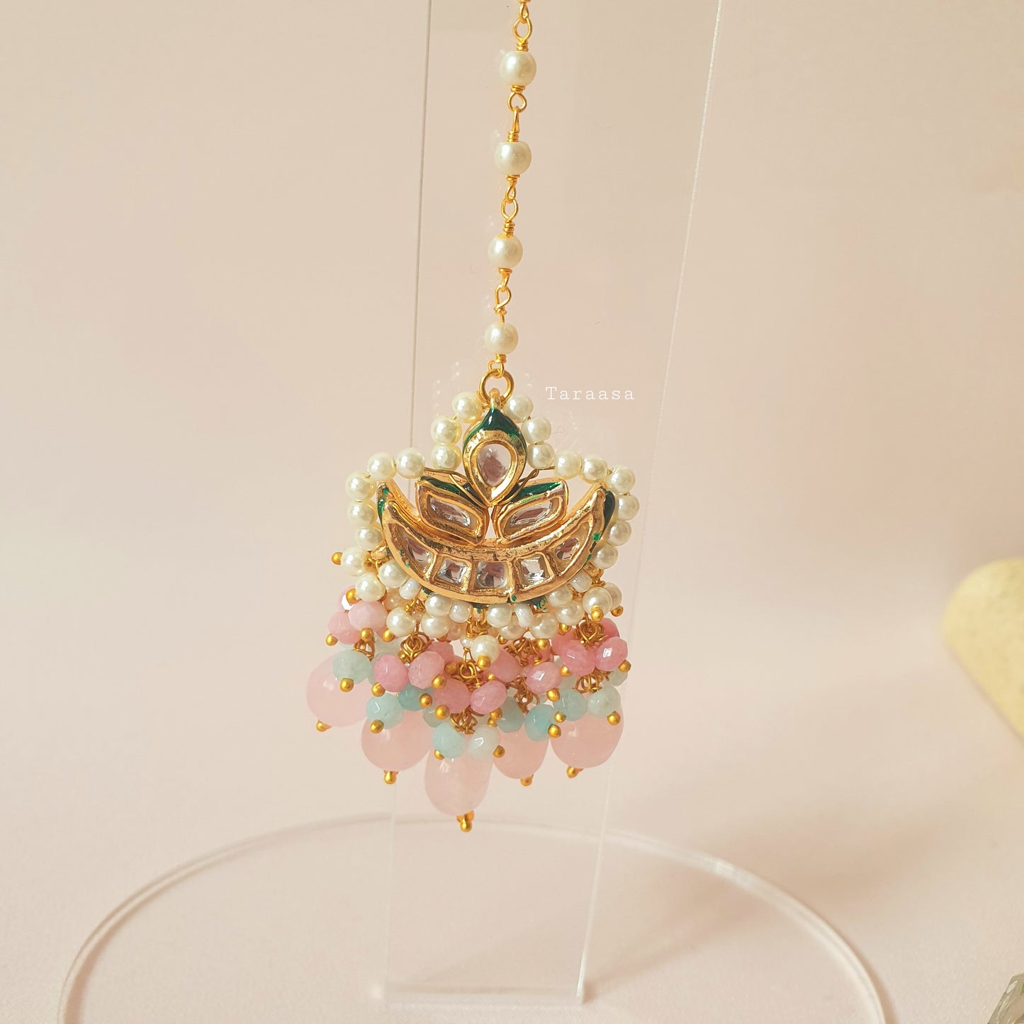 Aqua Blue & Pista Meenakari Choker Set