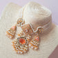 White & Peach Meenakari Choker Set