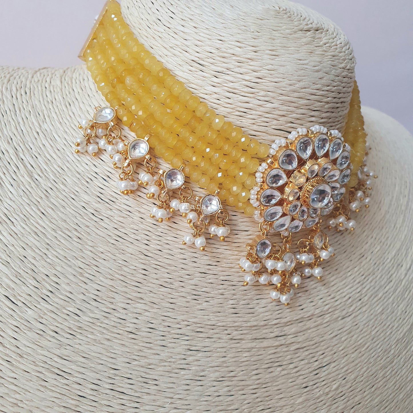 Mustard Kundan Choker
