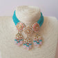 Peruvian Blue & Coral Meenakari Choker