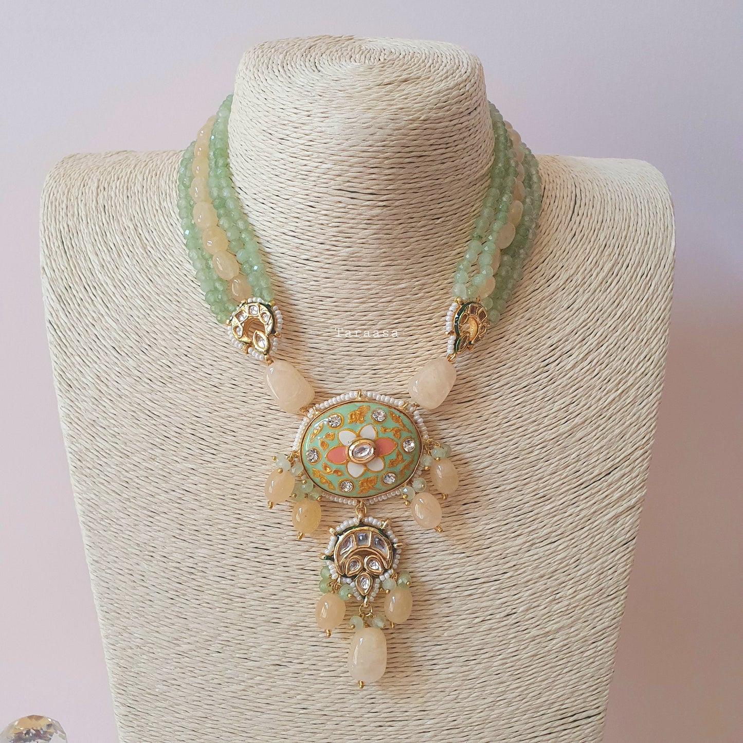 Pista & Peach Meenakari Set