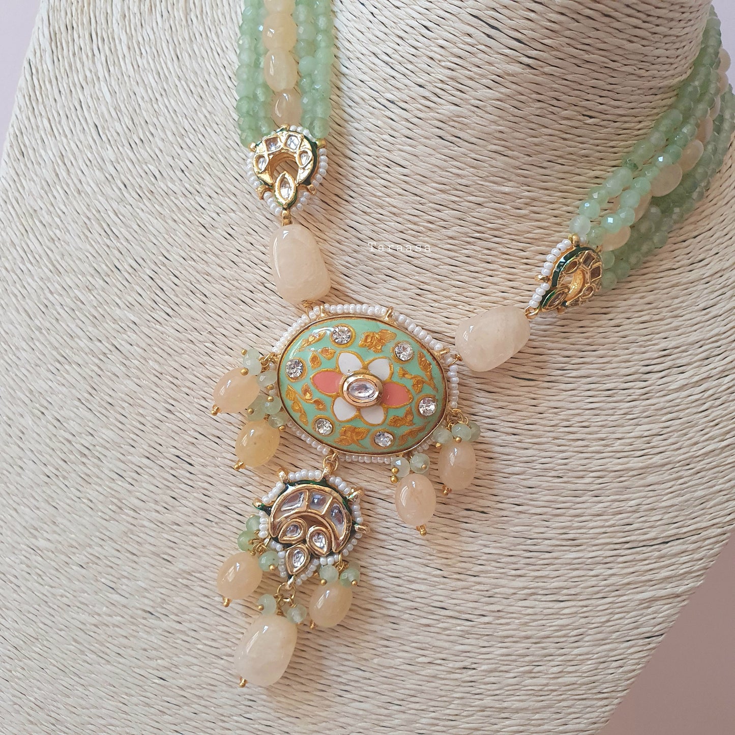 Pista & Peach Meenakari Set
