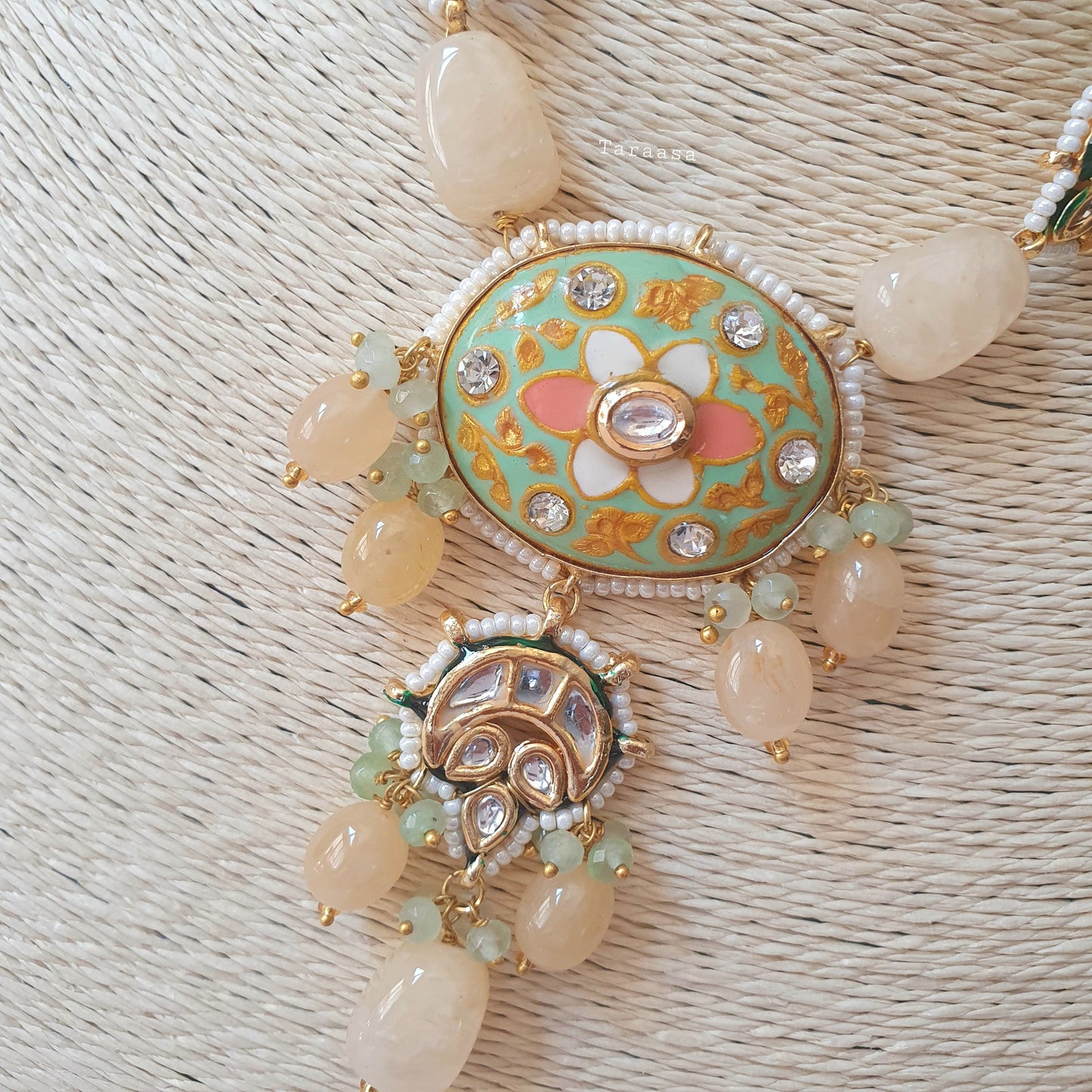 Pista & Peach Meenakari Set