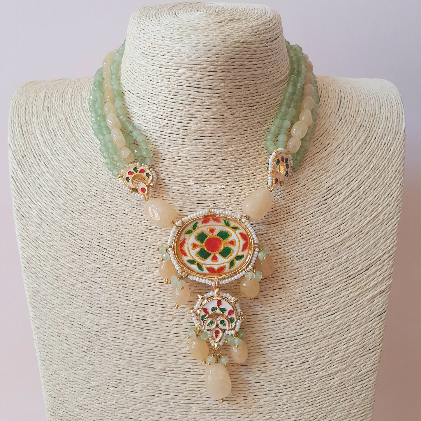 Pista & Peach Meenakari Set
