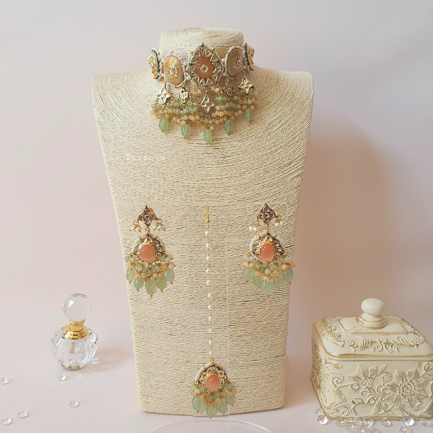 Peach Meenakari Choker