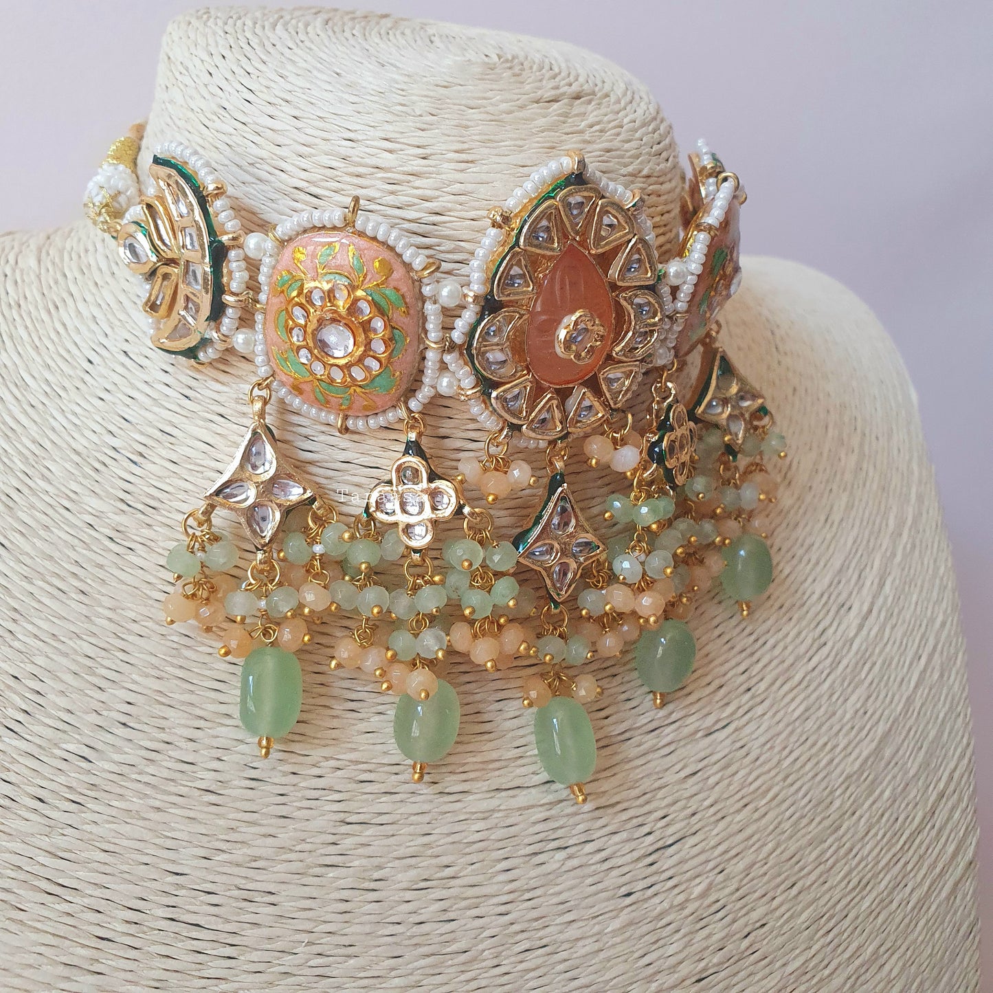 Peach Meenakari Choker