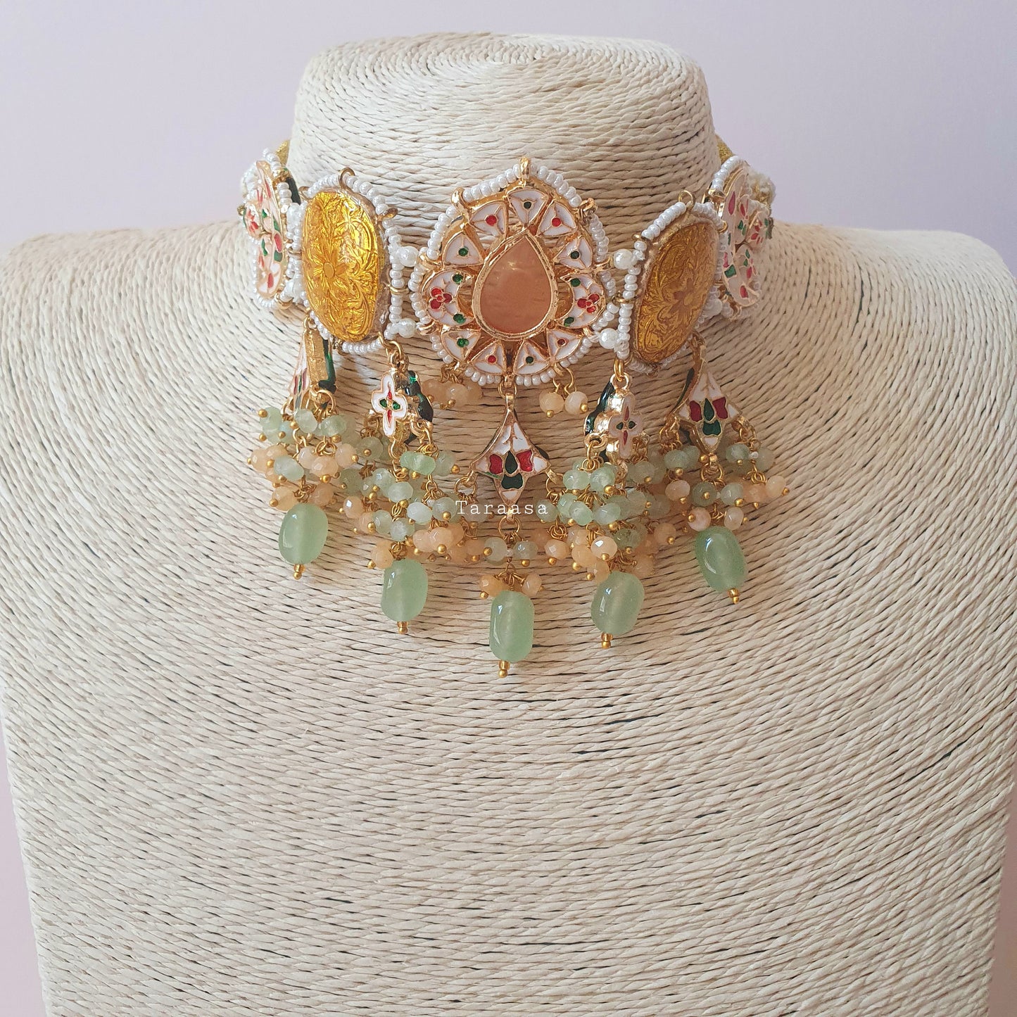Peach Meenakari Choker
