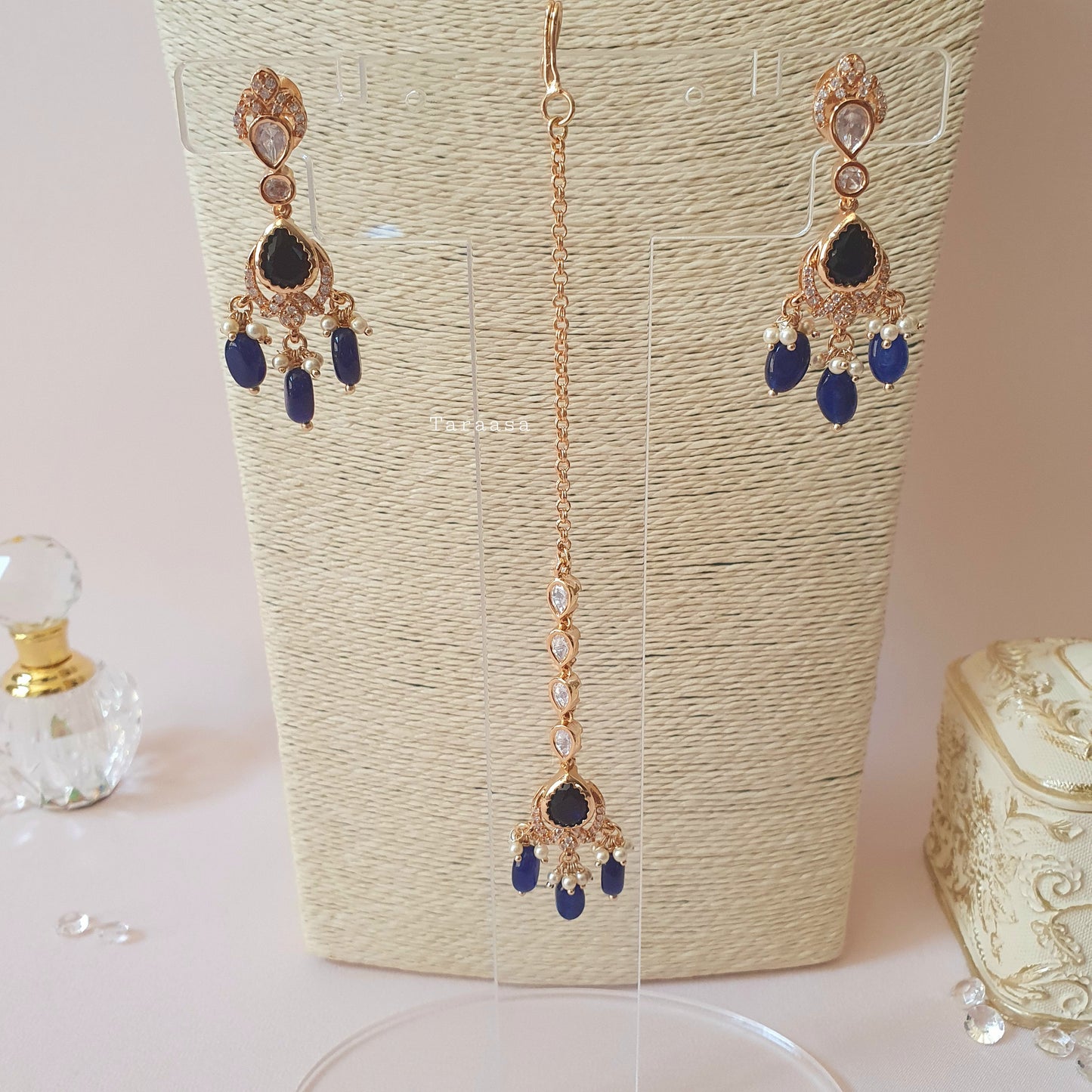 Navy Blue Kundan Set