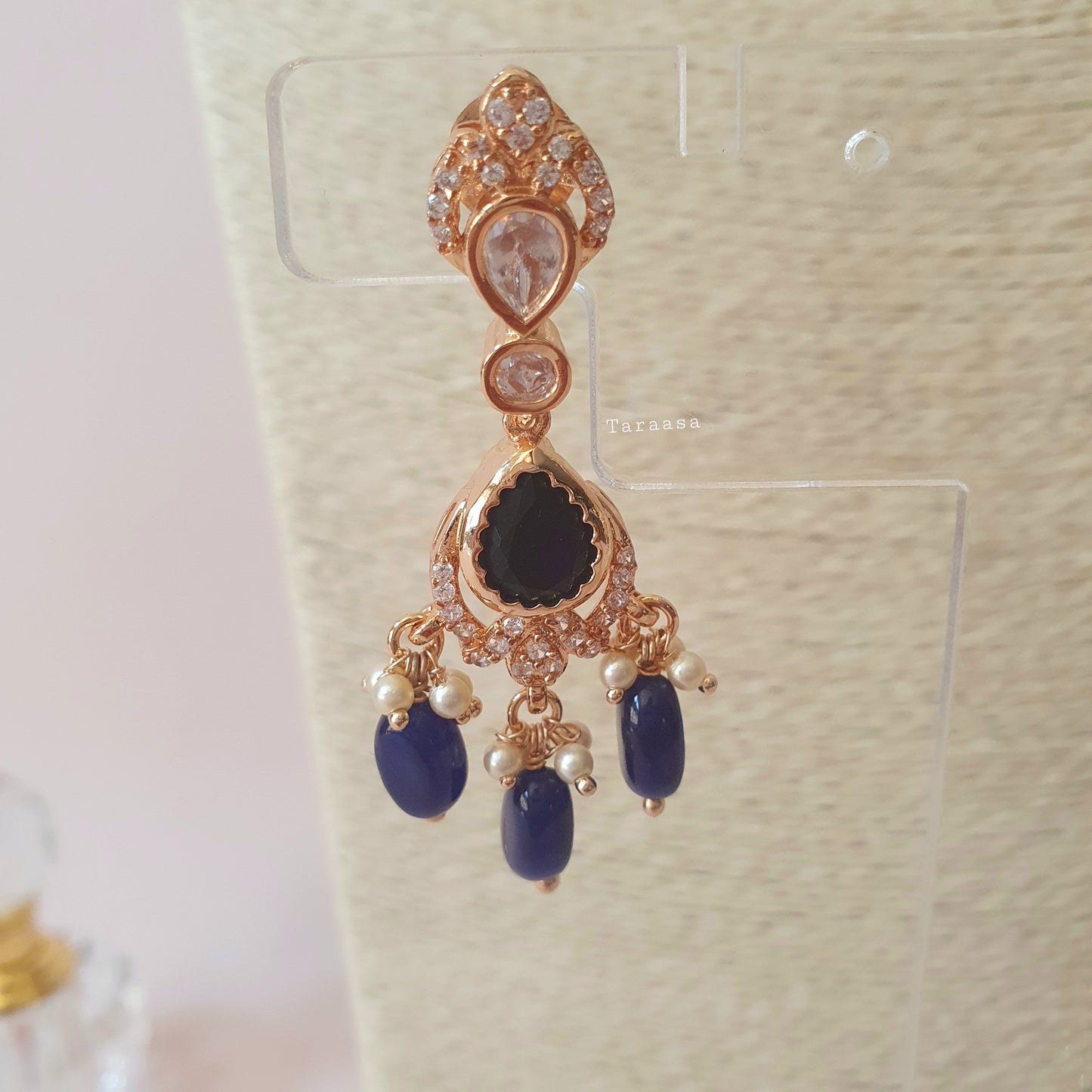 Navy Blue Kundan Set