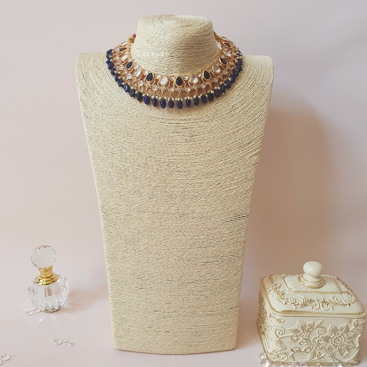 Navy Blue Kundan Set