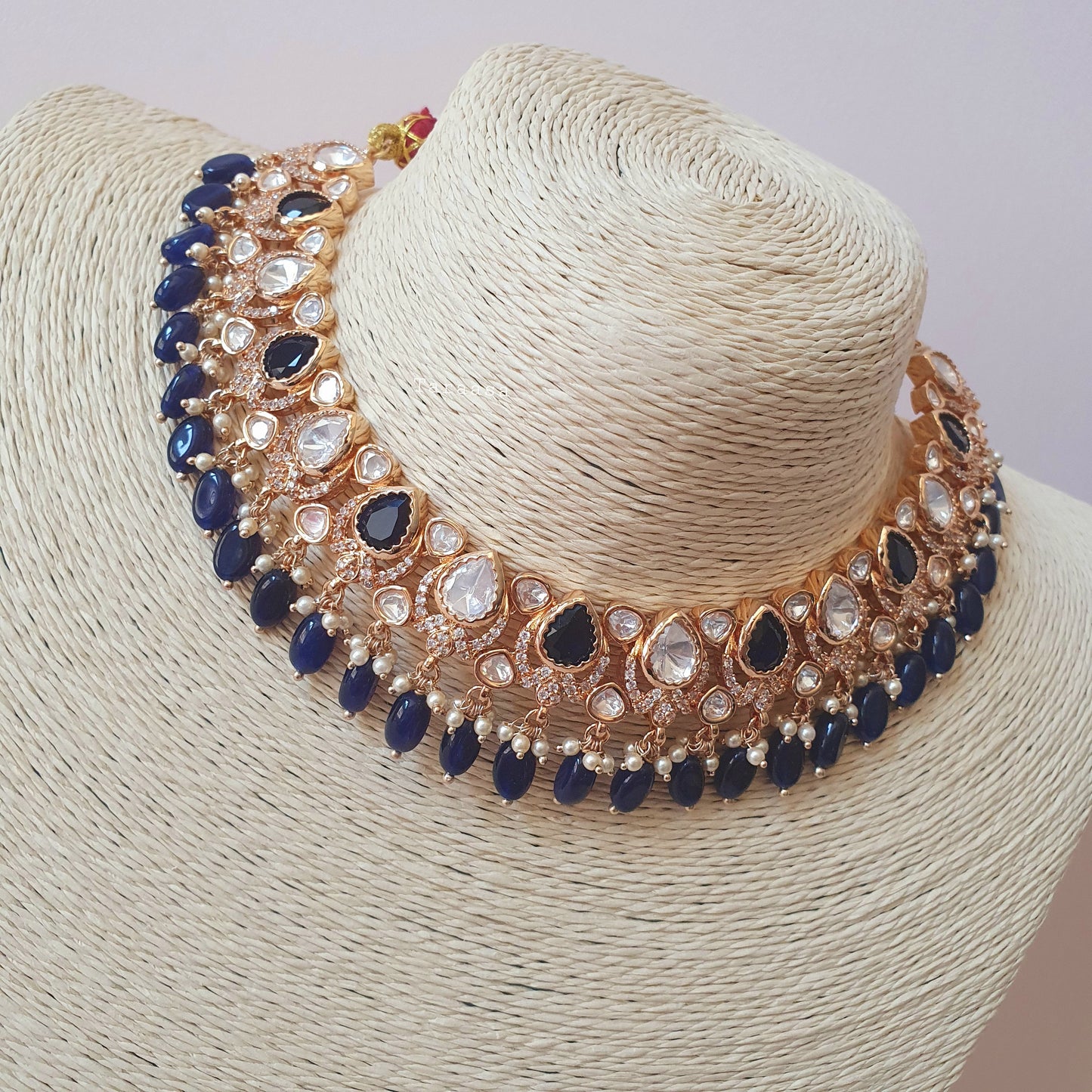 Navy Blue Kundan Set