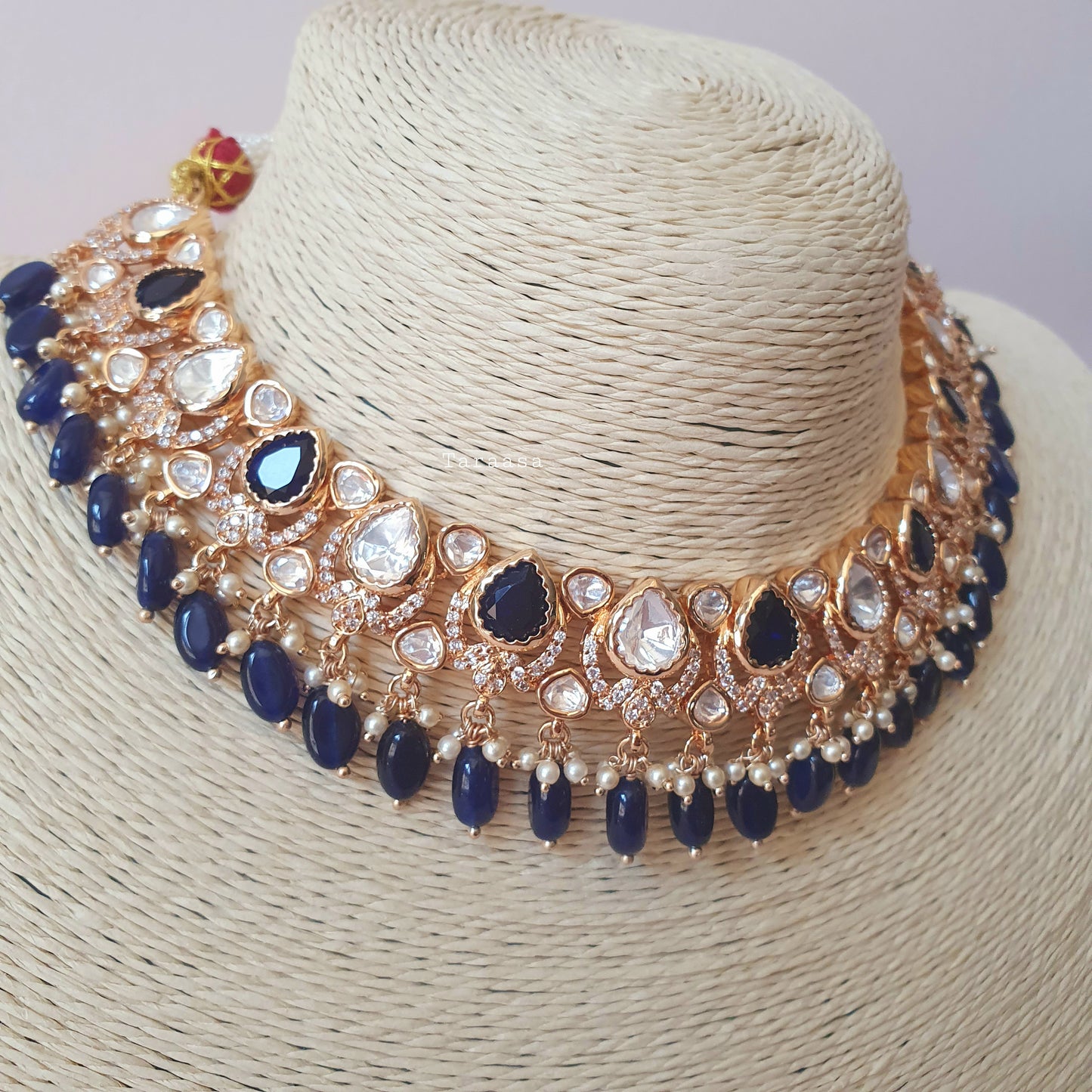 Navy Blue Kundan Set