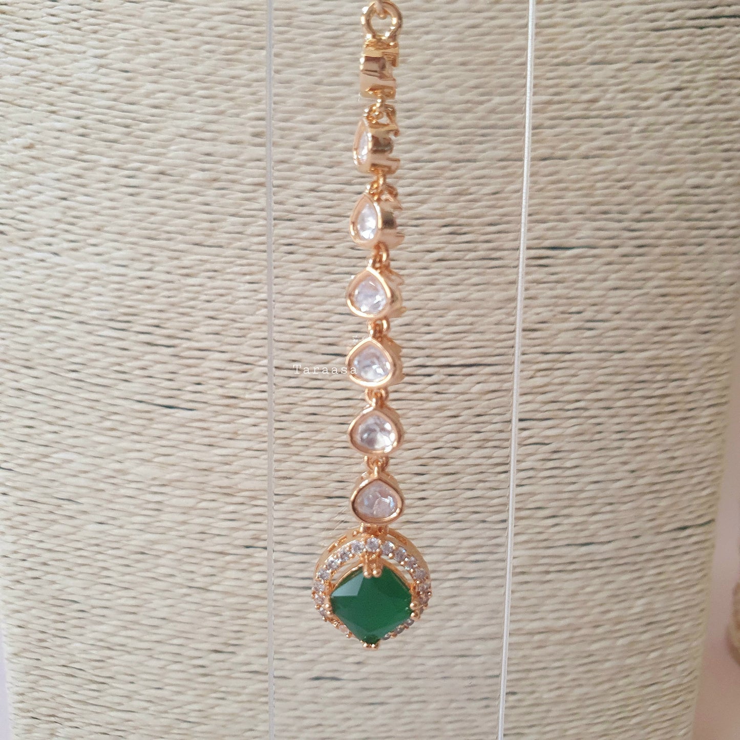 Rosegold Double Kundan Set Emerald