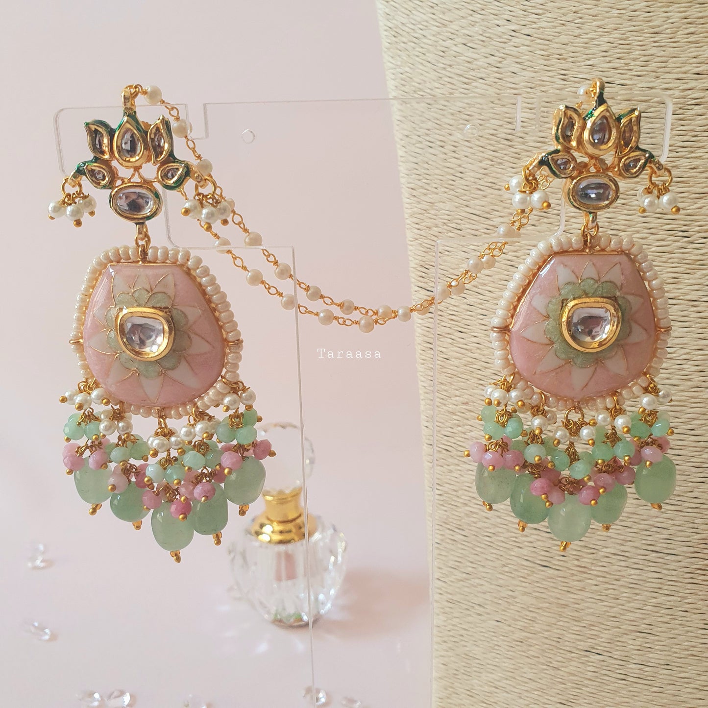 Pista & Pink Meenakari Choker Set