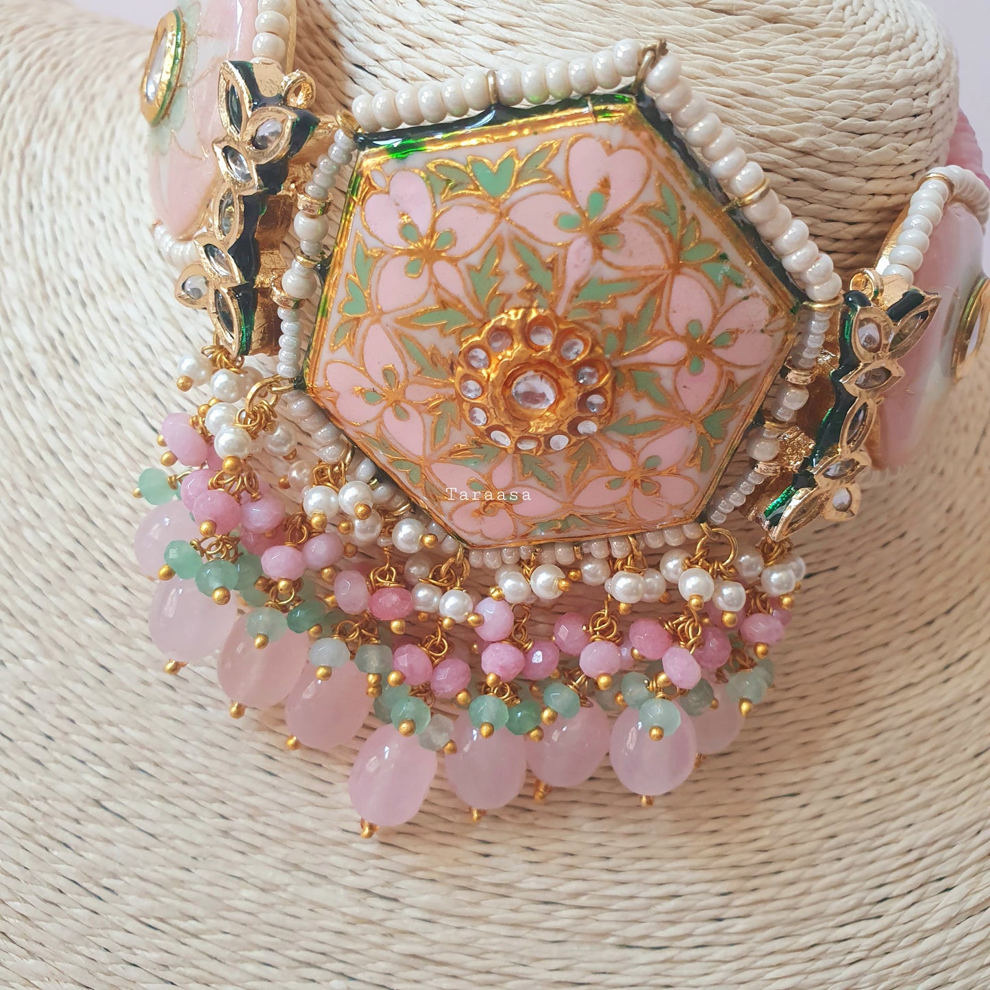 Pink Meenakari Choker Set