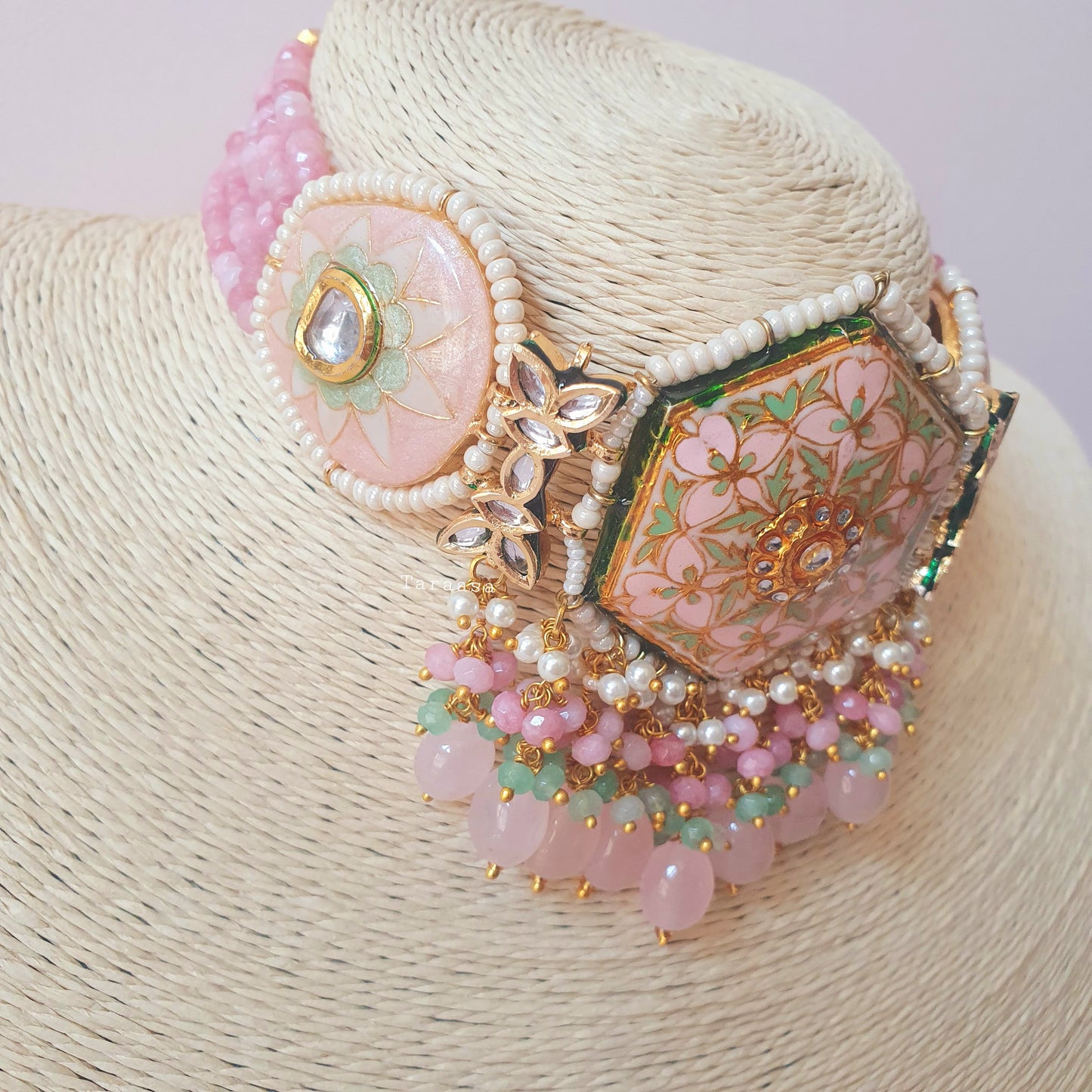 Pink Meenakari Choker Set